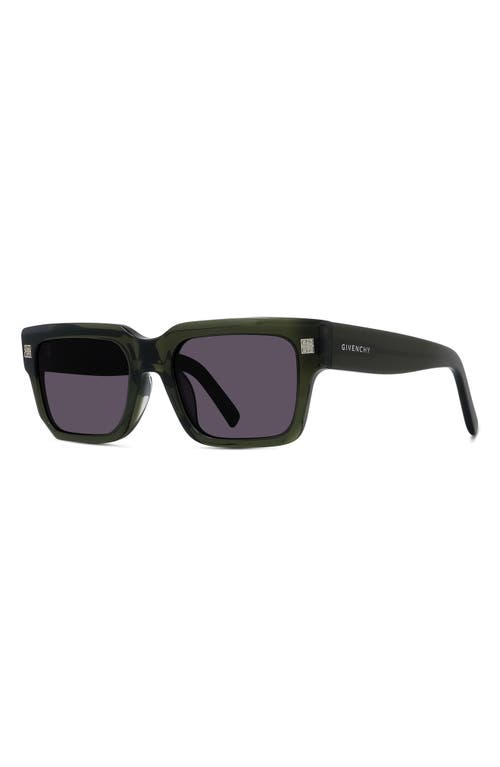 Shop Givenchy Gv Day 53mm Square Sunglasses In Shiny Dark Green/smoke