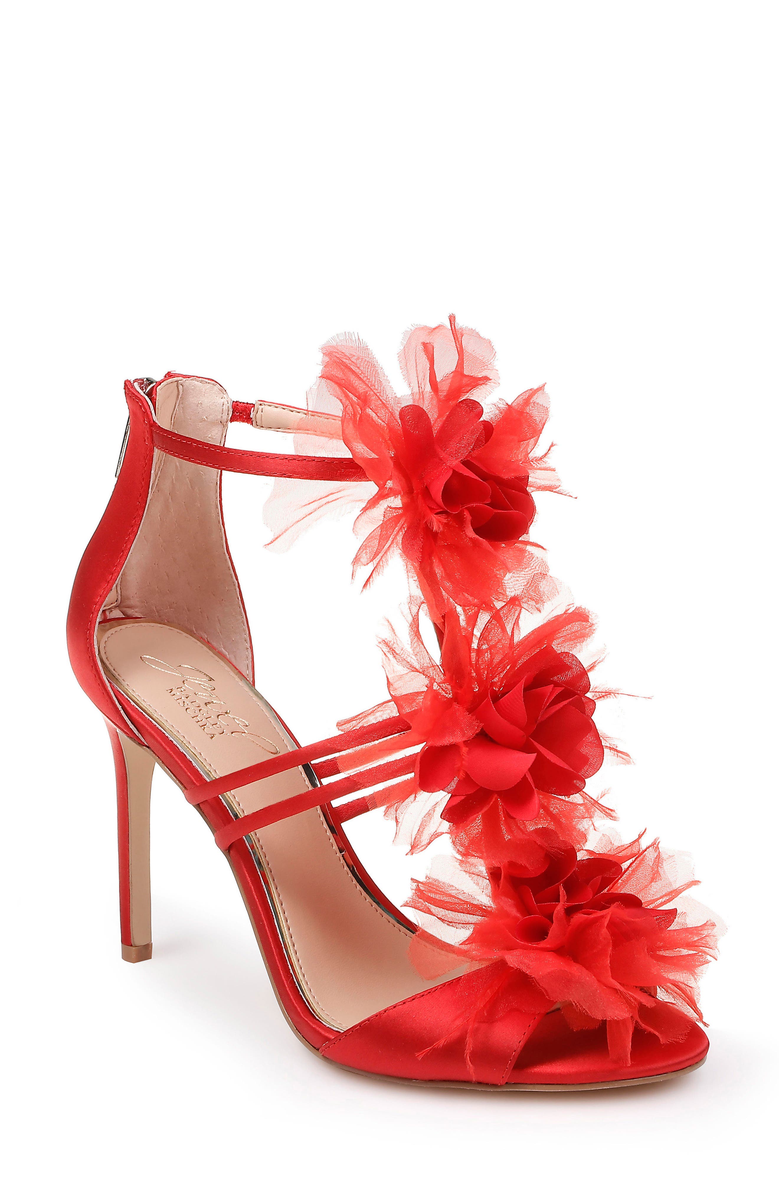 Jewel Badgley Mischka Dustine Applique Sandal- Red