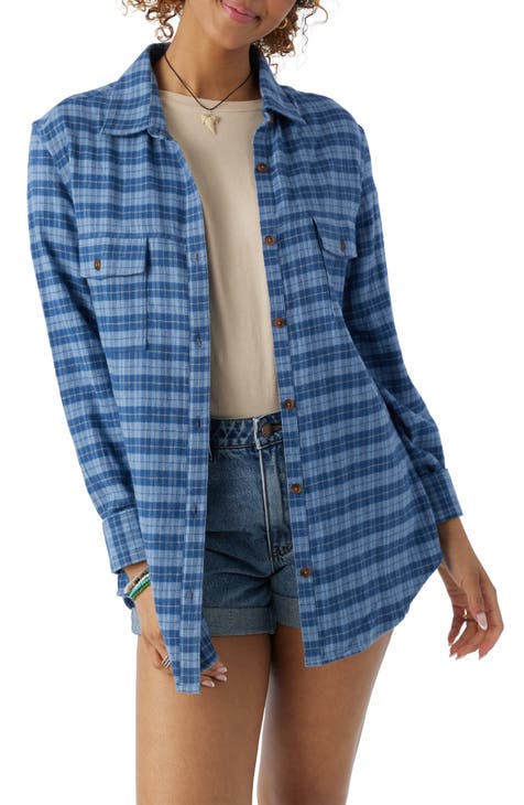 Brooks Oversize Plaid Cotton Flannel Button-Up Shirt