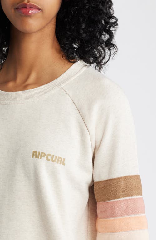 Rip Curl High Tide Stripe Raglan Sleeve Sweatshirt In Oatmeal Marle