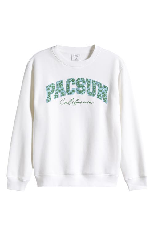 PacSun Kids' Floral Logo Crewneck Sweatshirt Bright White at