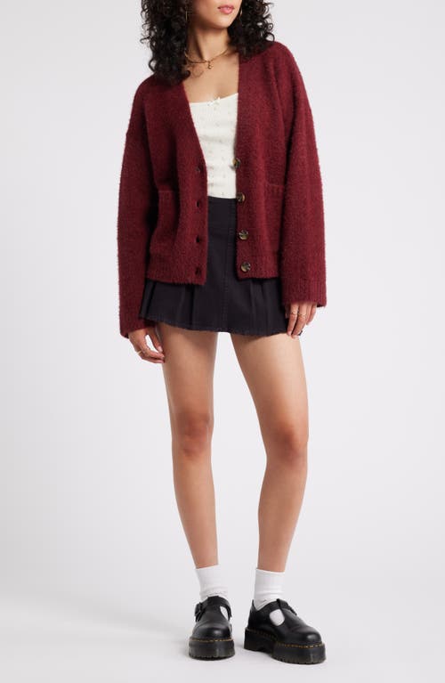 Shop Bp. Fuzzy Cardigan In Red Grape