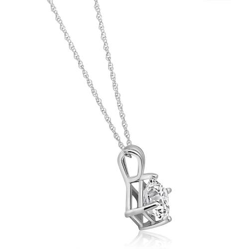 Bliss Diamond 1ct Princess Cut Diamond Solitaire Pendant 14k White Gold Necklace Lab Grown In 14k White Gold