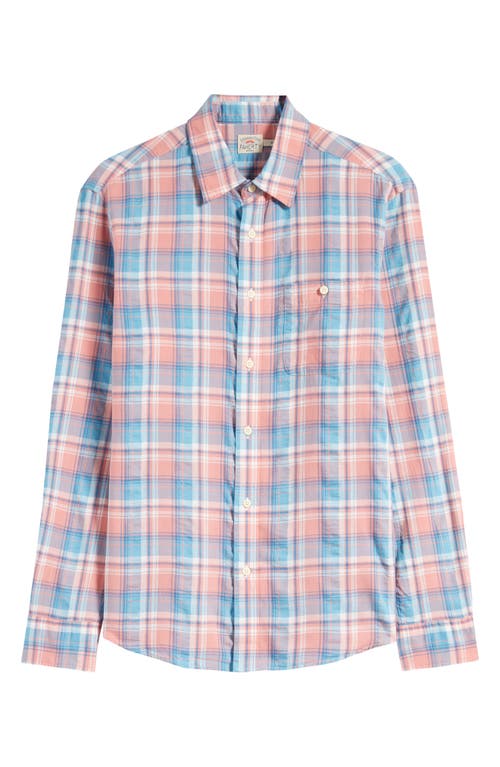 Tropical Cotton Button-Up Shirt in Sun Berry Plaid