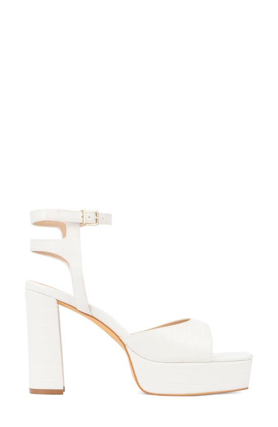 Fashion To Figure Hilari Croc Embossed Platform Heeled Sandal In White