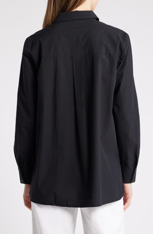 Eileen Fisher Button-down Poplin Shirt In Black