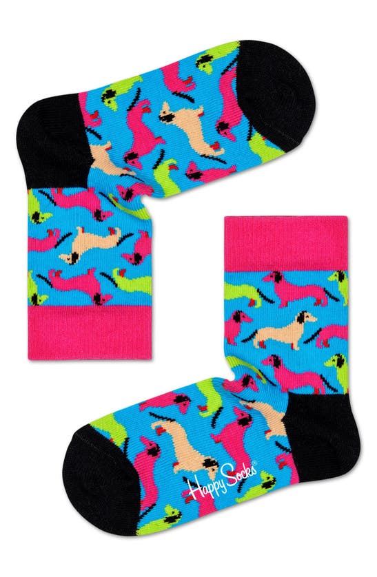 Shop Happy Socks Kids' Assorted 4-pack Cats & Dogs Crew Socks In Black Multi