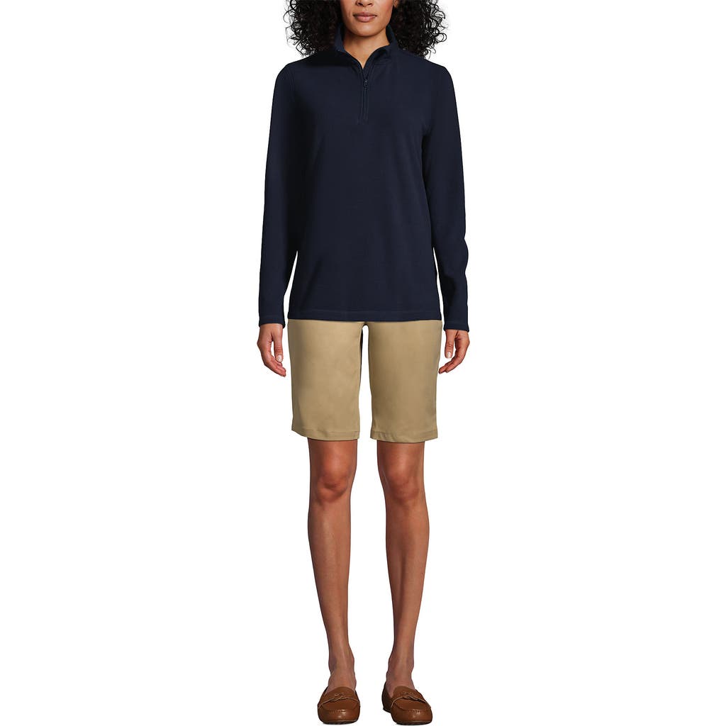 Lands' End School Uniform Young Lightweight Fleece Quarter Zip Pullover In Classic Navy