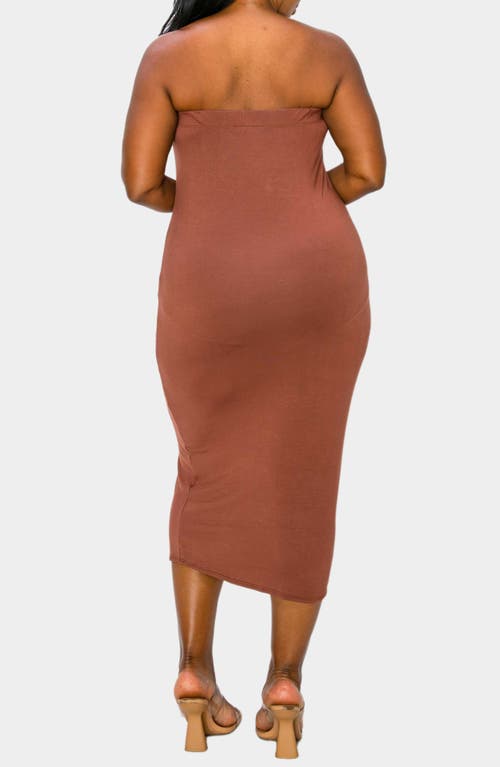 Shop L I V D Willow Strapless Jersey Dress In Toffee