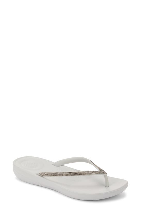 Fitflop Iqushion™ Splash Crystal Flip Flop In Soft Grey