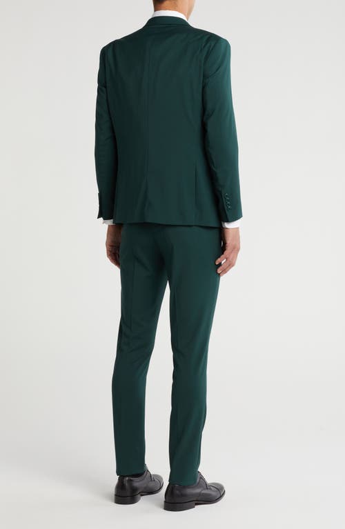 Gino Vitale Skinny Fit Solid Stretch Three Piece Suit In Hunter Green