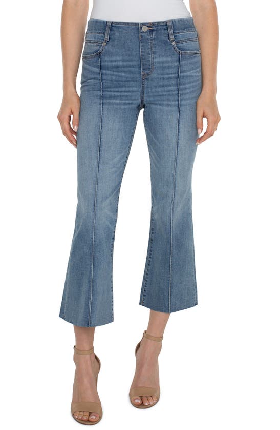 Shop Liverpool Los Angeles Gia Glider Pull-on Raw Hem Crop Flare Jeans In Mount Vernon