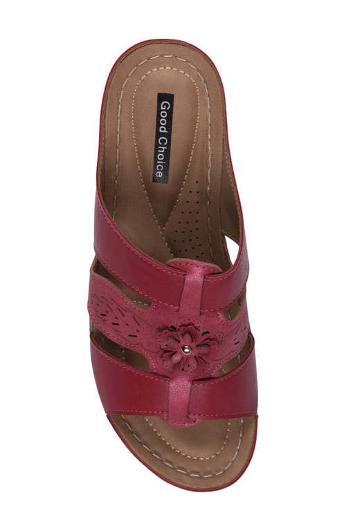 Gc Shoes Spring Red Open Toe Triple Band Flower Wedge Sandals In Red