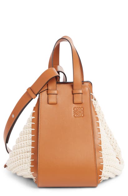 LOEWE SMALL HAMMOCK KNIT & LEATHER HOBO,387.01AS35