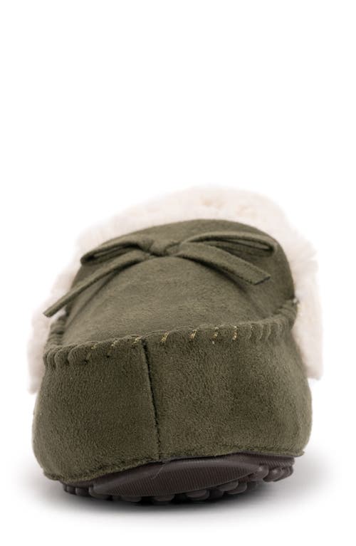 Muk Luks Jaylah Faux Shearling Lined Slipper In Olive
