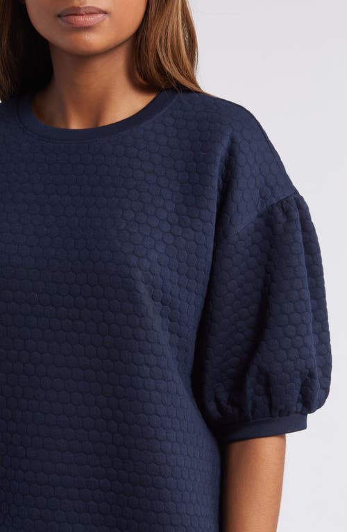 Shop Caslonr Caslon(r) Jacquard Puff Sleeve Sweatshirt In Navy Blazer