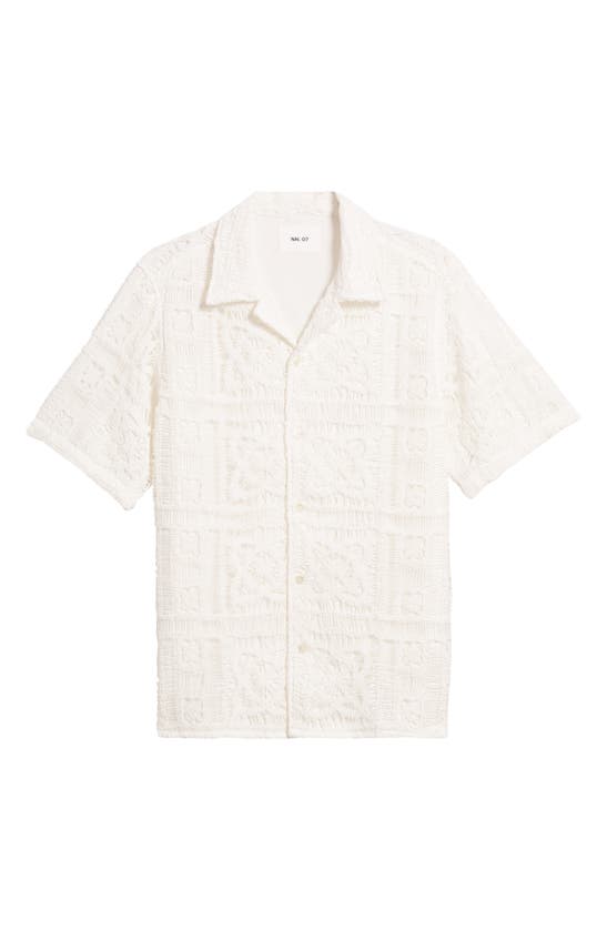 Shop Nn07 5390 Julio Cotton Crochet Camp Shirt In Off White