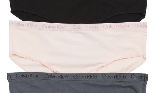 Shop Calvin Klein 3-pack Assorted Modal Hipster Briefs In Black/pink/grey
