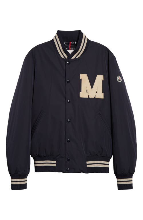 Shop Moncler Lateltin Varsity Bomber Jacket In Dark Blue