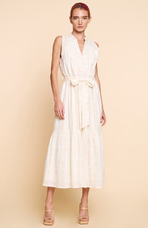 Shop Ciebon Shaina Tiered Cotton Blend Midi Dress In Cream