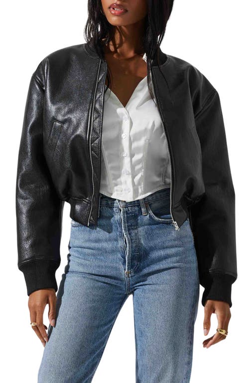 ASTR the Label Avianna Faux Leather Crop Bomber Jacket in Black at Nordstrom, Size X-Small