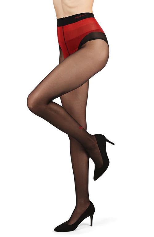 MeMoi Love Behind the Seams Backseam Crotchless Tights Black-Red at Nordstrom,