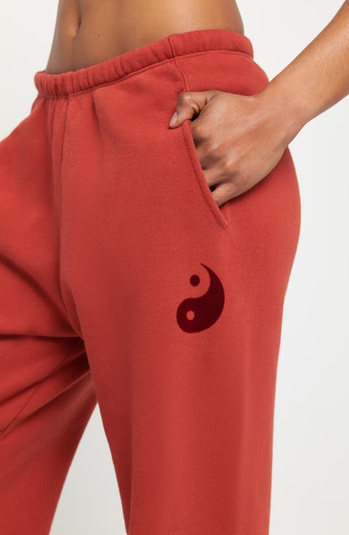 Shop Spiritual Gangster Yin & Yang Cotton Graphic Sweatpants In Redstone