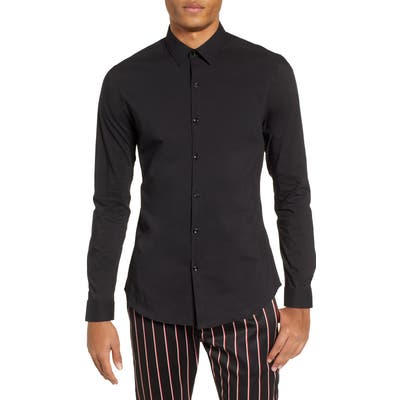 Topman Stretch Woven Shirt, Black