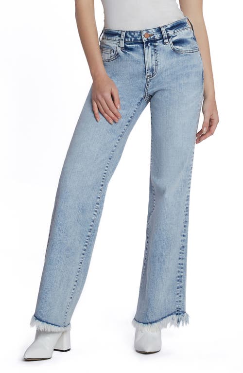 Happy Fray Hem Flare Jeans in Rich Blue