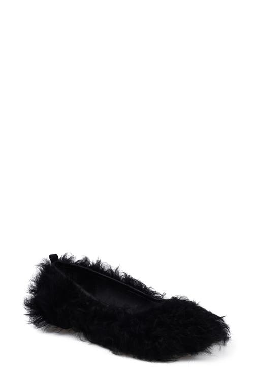 Artisan Crafted By Zigi Quincy Faux Fur Flat In Black Leather