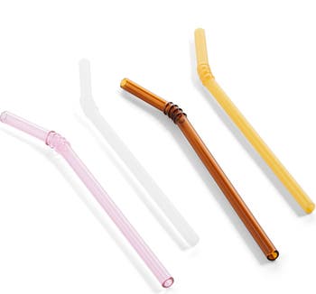 HAY Sip Assorted 4-Pack Reusable Glass Cocktail Straws