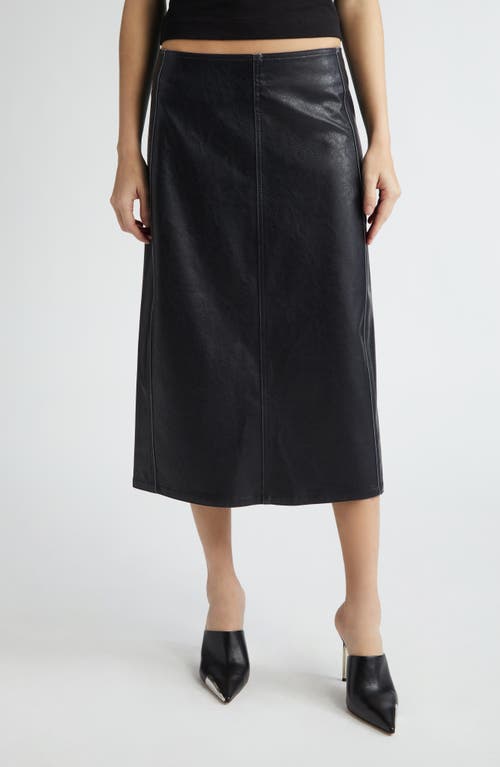 ® DIESEL O-Taten Faux Leather Midi Skirt in Ebony