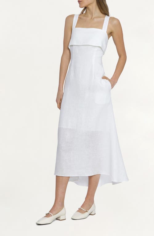 Shop Luxely Huxely Linen Midi Dress In Cloud Dancer