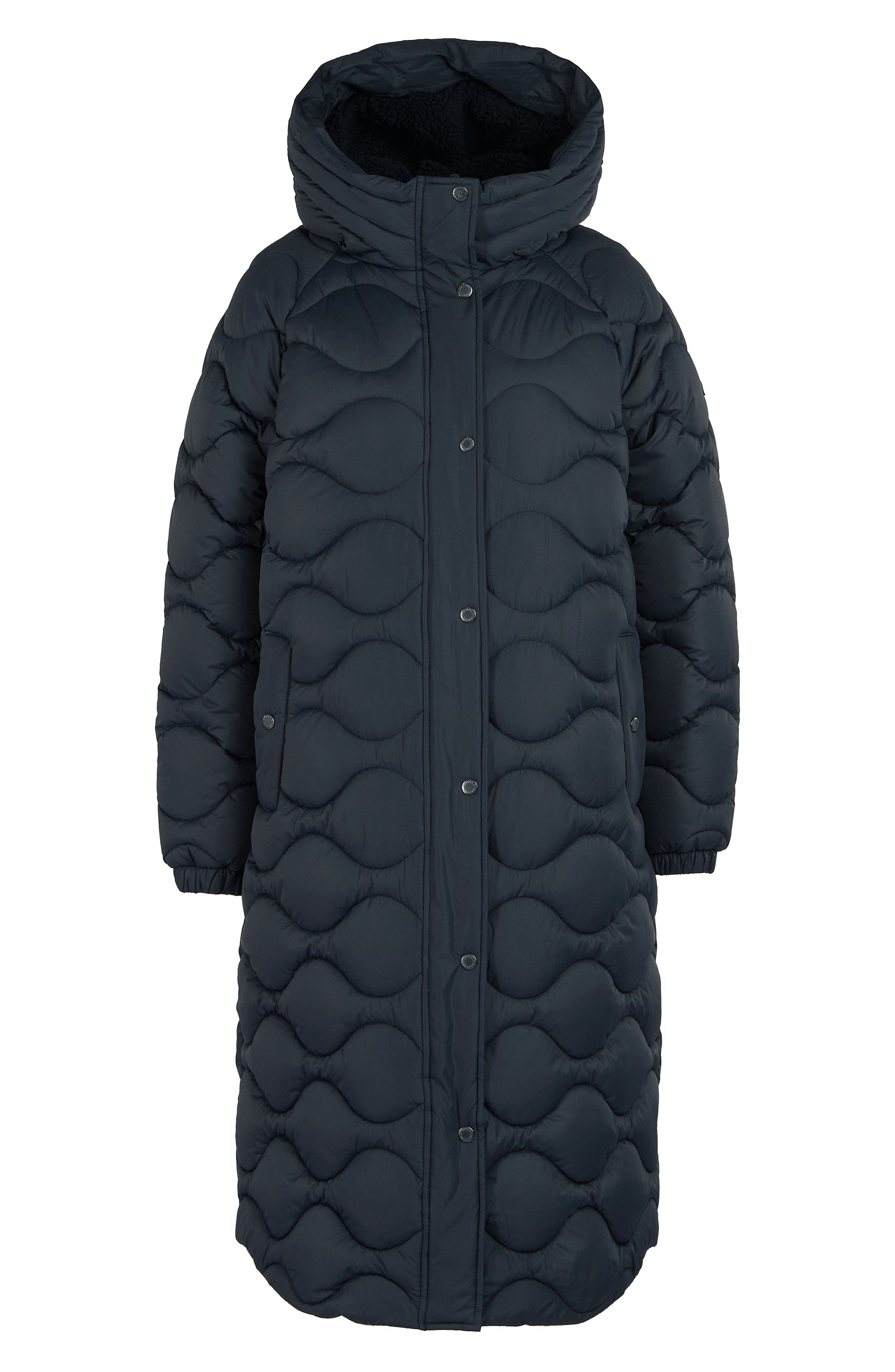 navy longline hooded puffer coat