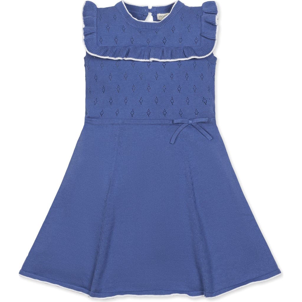 Hope & Henry Girls' Sleeveless Ruffle Yoke Sweater Dress, Kids In Medium Blue