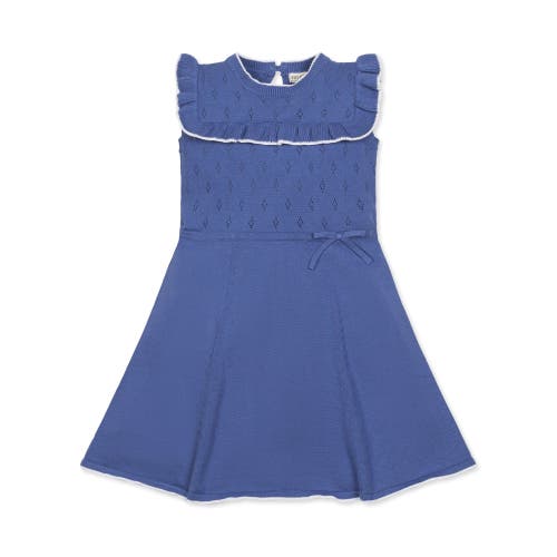 Hope & Henry Kids'  Girls' Sleeveless Ruffle Yoke Sweater Dress, Infant In Medium Blue