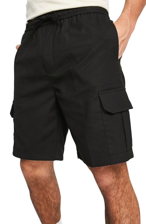 Topman Men's Slim Twill Cargo Shorts in Black