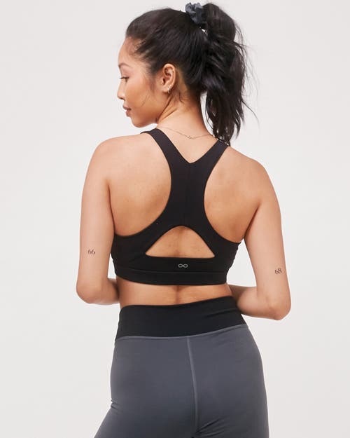 Rebody Active Swift Keyhole Racerback Cloudlux Bra In Smoke/black