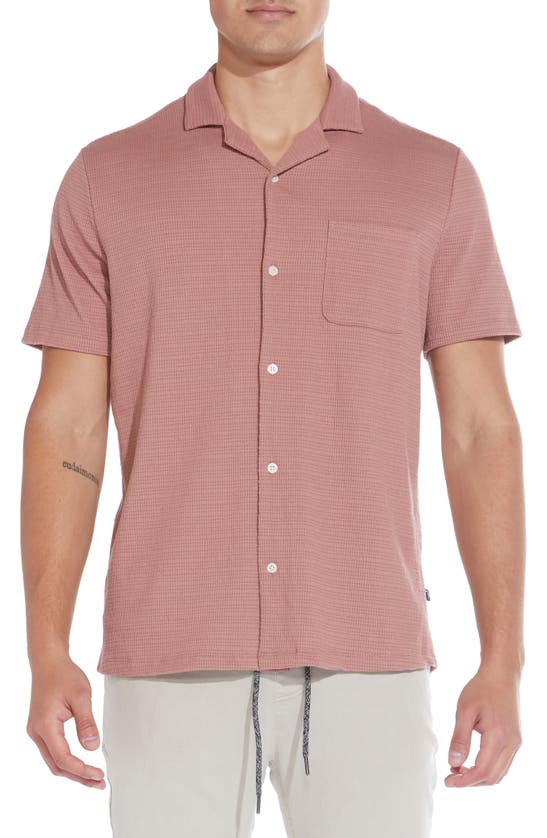 Shop Civil Society Textured Knit Camp Shirt In Clay