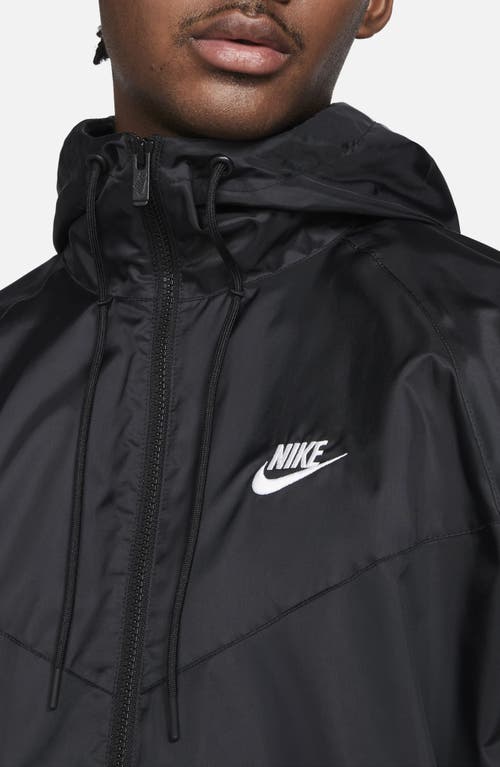 Nike Nsw Windrunner Logo-embroidered Recycled Shell Hooded Jacket In Black/white