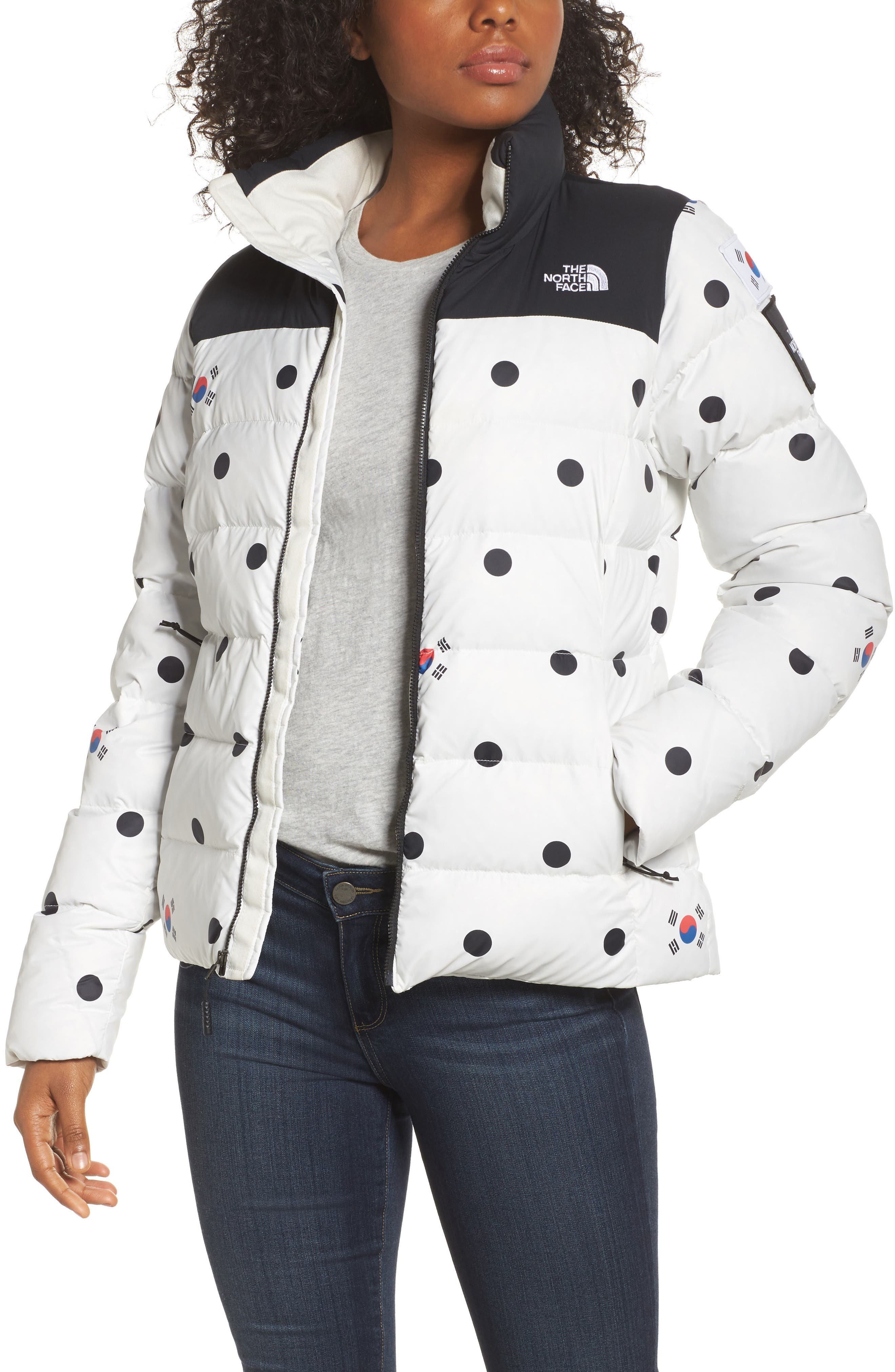 north face jacket polka dots
