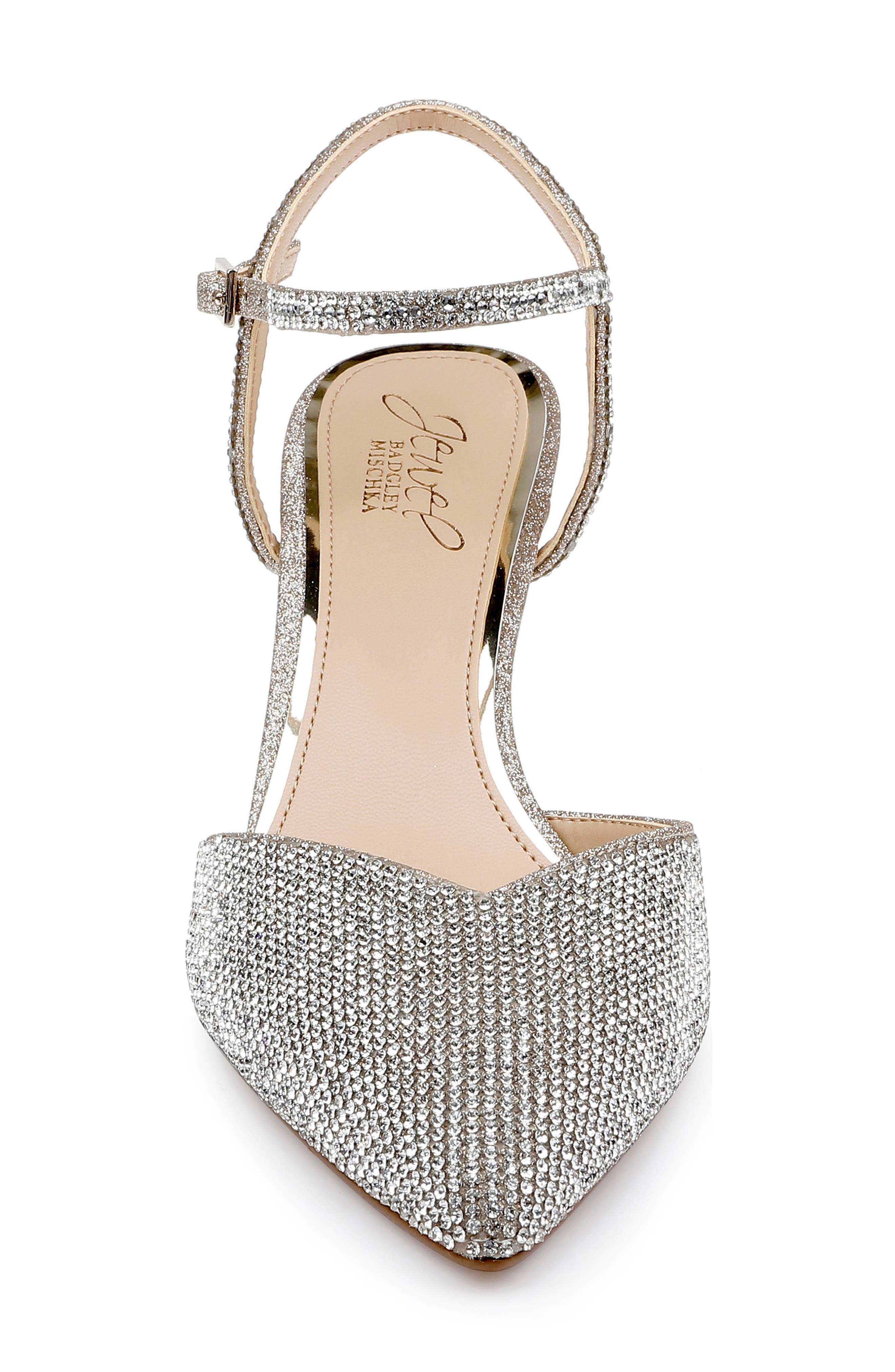 Jewel Badgley Mischka Embellished Pointed Toe Ankle Strap Pump