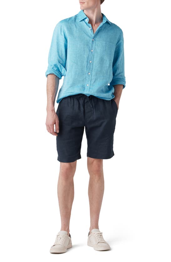 Shop Rodd & Gunn Linen Shorts In Navy