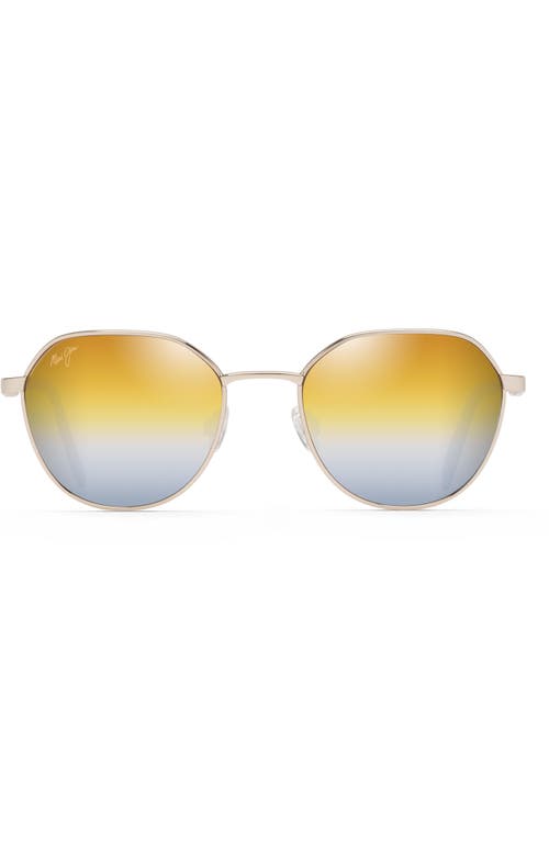 Maui Jim Hukilau 52mm Polarized Gradient Square Sunglasses in Gold/Bronze Silver Mirror at Nordstrom