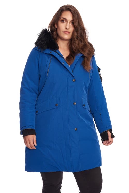 Alpine North Plus Size Laurentian Long Parka Winter With Faux Fur Hood In Blue
