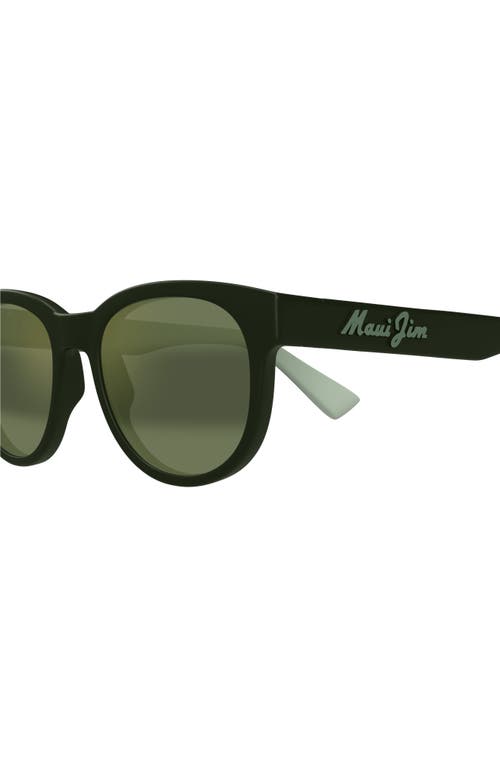 Maui Jim Maoli 52mm Polarizedplus2® Round Sunglasses In Matte Dark Green