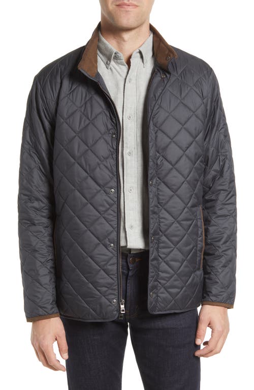 Peter Millar Suffolk Quilted Car Coat Black at Nordstrom,