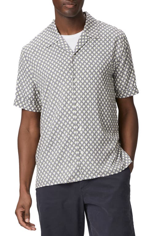 PAIGE Landon Geo Print Short Sleeve Button-Up Shirt Navy Scale at Nordstrom,