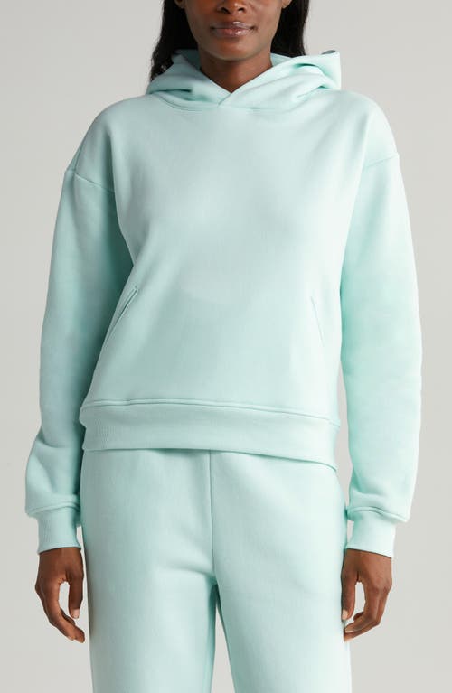 zella Cara Ultracozy Cotton Blend Fleece Hoodie in Green Glimmer at Nordstrom, Size Small