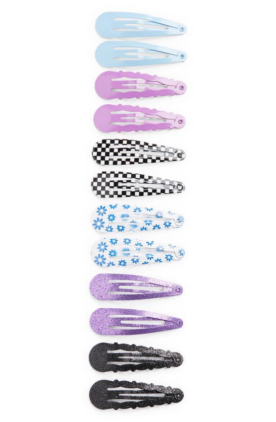 Shop Capelli New York Kids' Set Of 12 Assorted Hair Clips In Purple Combo